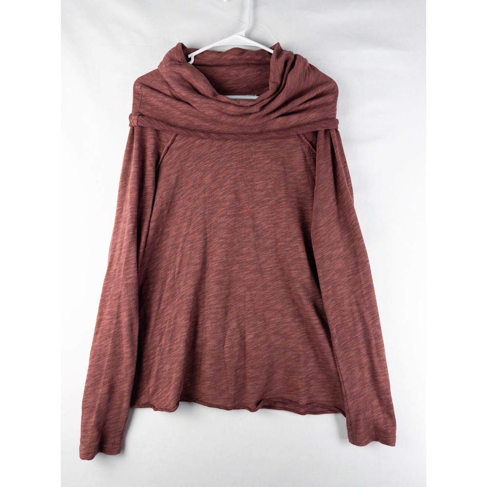 Free People Sweater Womens XS Tan Pullover Long Sleeve Roll Neck Cotton